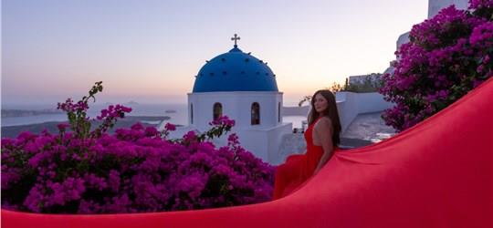 Photo of Flying Dress Photoshoot in Santorini