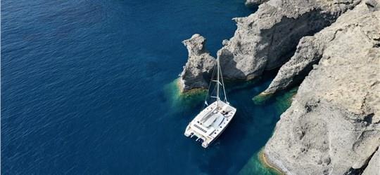 Photo of Romantic Catamaran Cruise in Santorini with lunch or dinner on board 