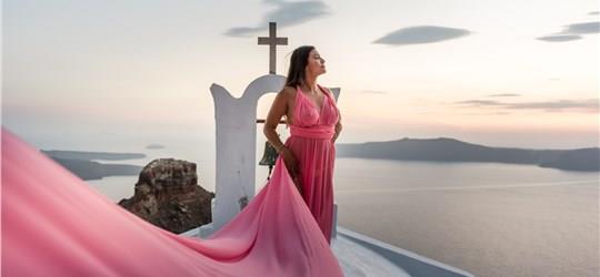 Photo of Flying Dress Photoshoot in Santorini