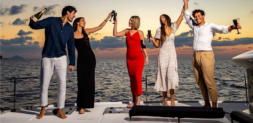 Photo of Santorini Catamaran Adventure with Full BBQ Meal & Drinks