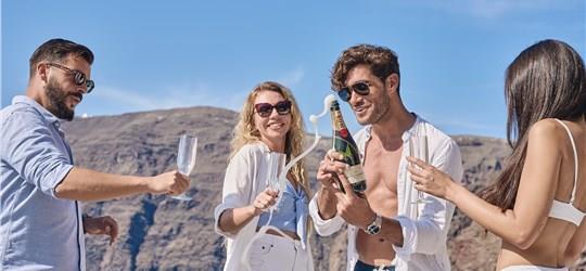 Photo of Private Luxury Catamaran Cruise in Santorini with full BBQ meal & Drinks